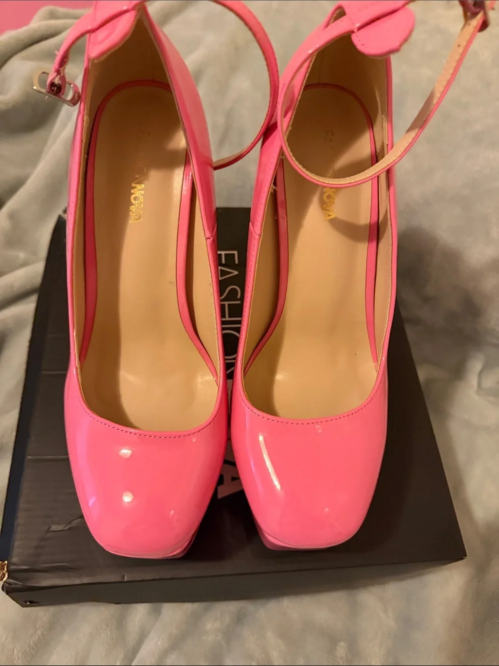 Fashion Nova Pink Platform Ankle-Strap Pumps